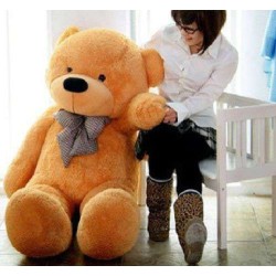 Life Size 5 Feet Soft Long Golden Brown Teddy Bear Toy 152 cm